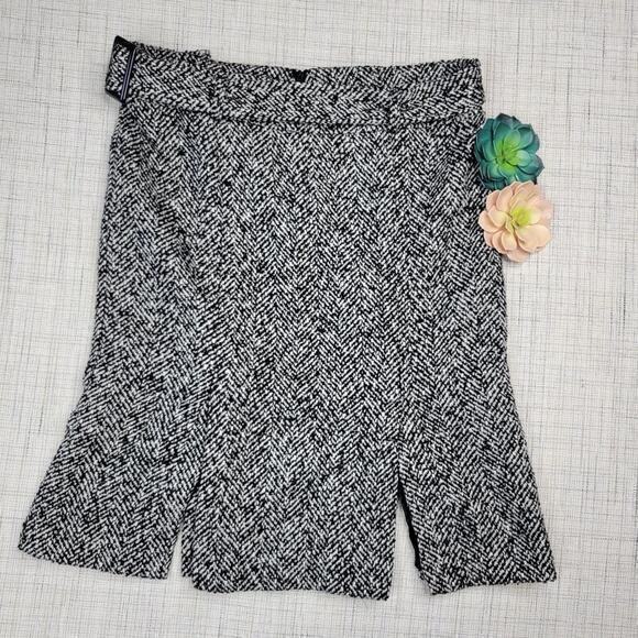 Cynthia Rowley Tweed Pencil Belted Slit Skirt 8 - Picture 6 of 6